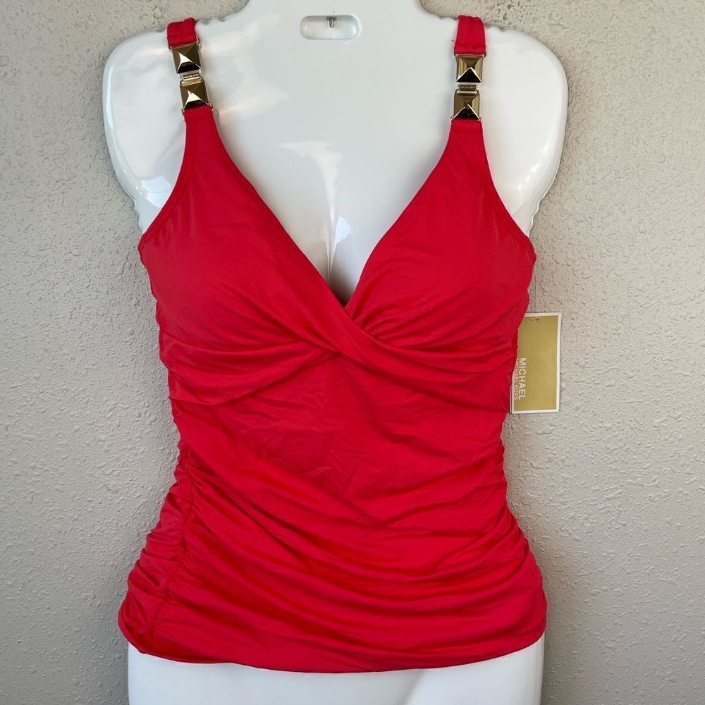 NWT MICHAEL Michael Kors Sea Coral Tankini Top Sizes M or L